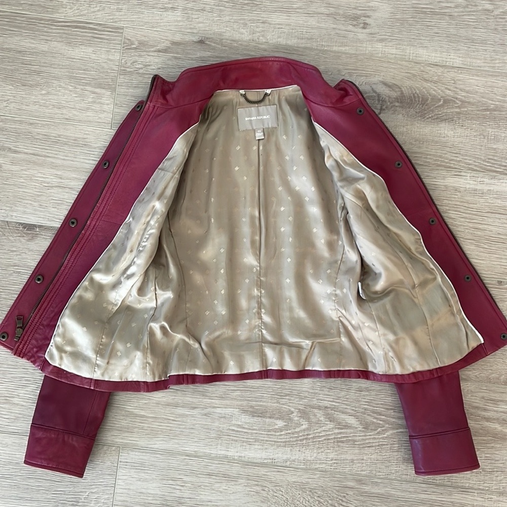 Banana Republic Burgundy Leather Jacket in XS - Picture 5 of 16